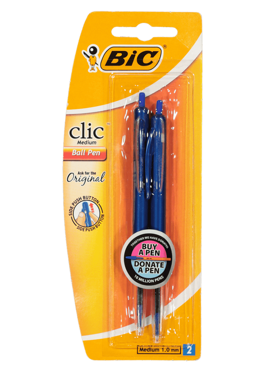 Blue Bic Clic Pens