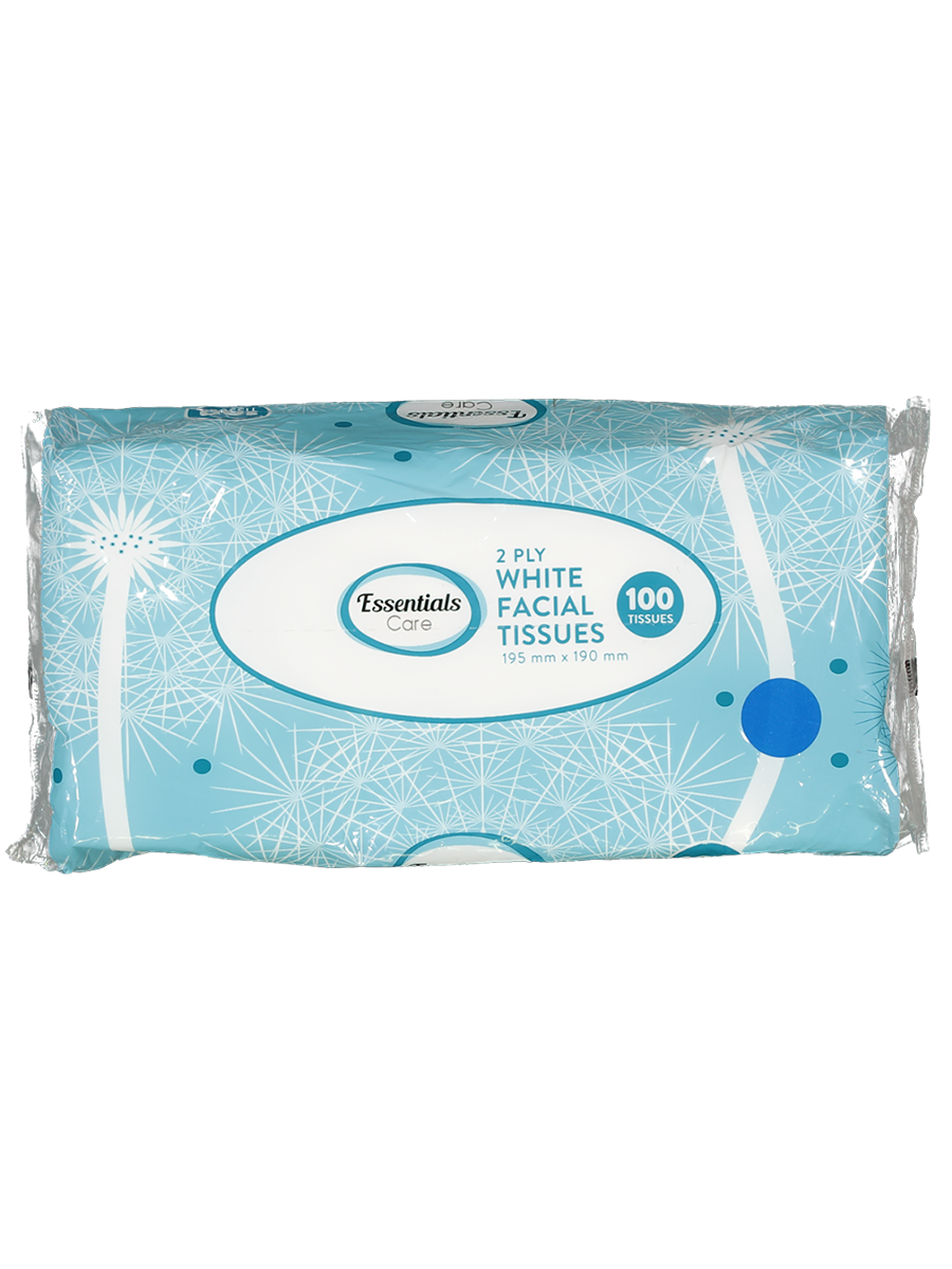 ESSENTIALS CARE 2 PLY WHITE TISSUES 100S