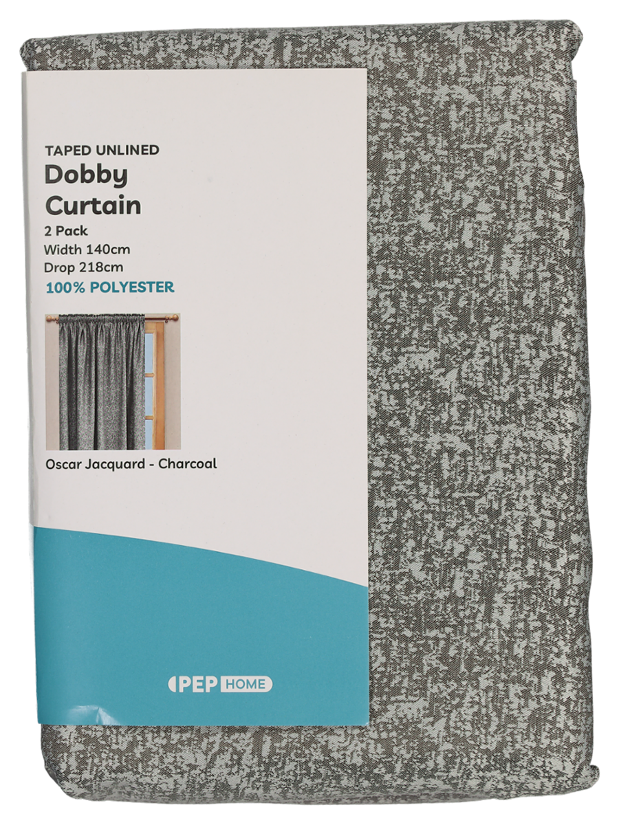 Charcoal Unlined 2 Pack Dobby Jacquard Curtain
