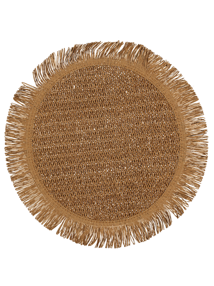 Dark Natural Woven Fringe Placemat