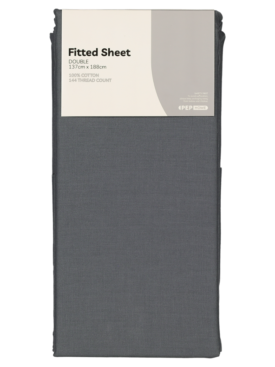 Charcoal Cotton Fitted Sheet