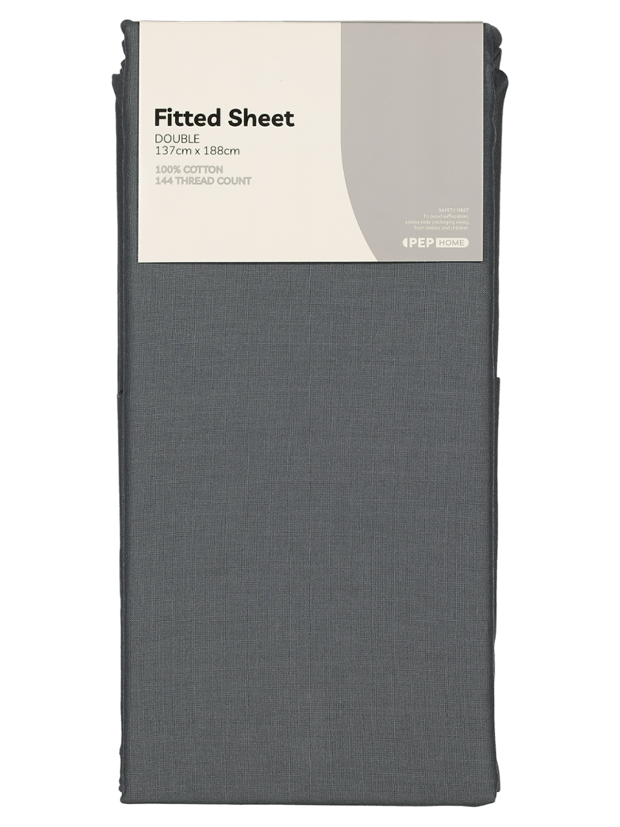 Kb Charcoal Cotton Fitted Sheet