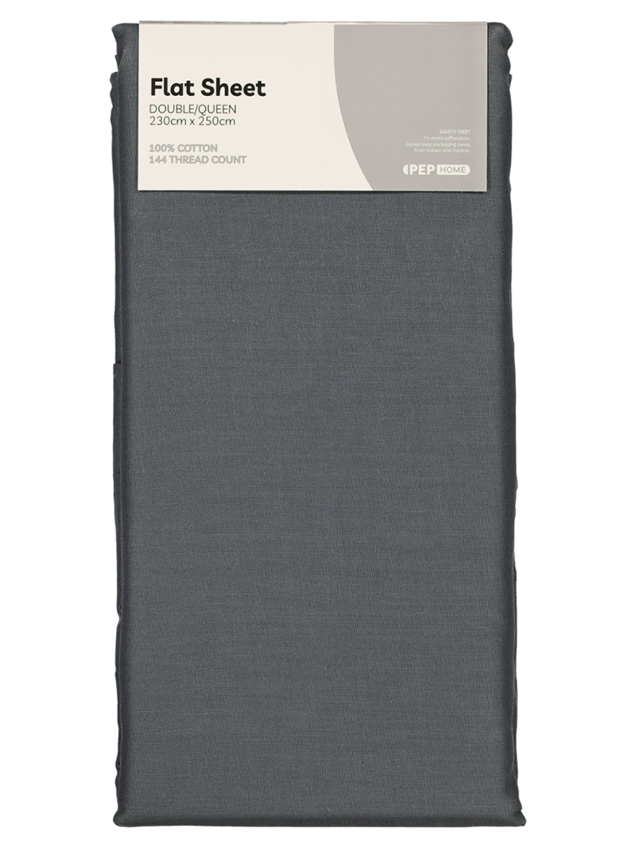 Db And Qb Charcoal Cotton Flat Sheet