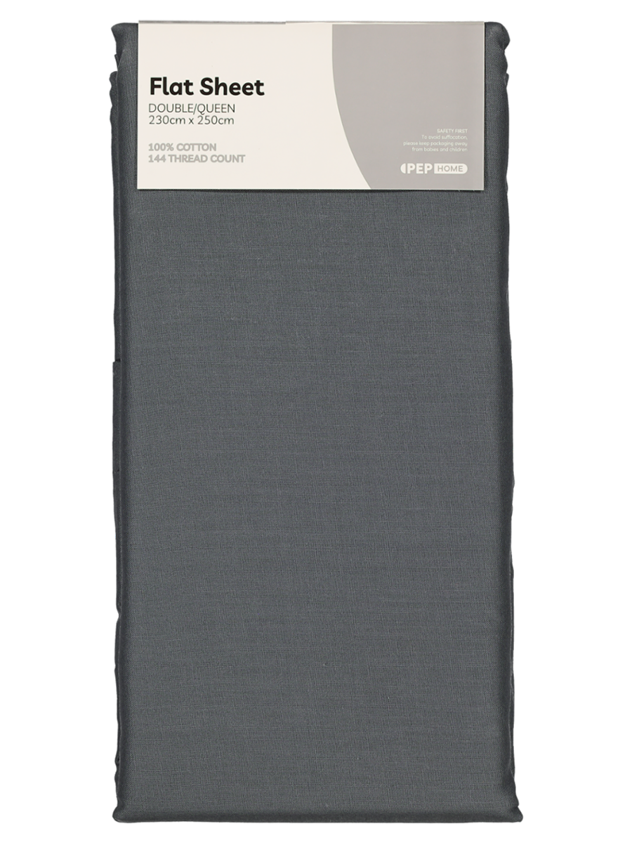 Kb Charcoal Cotton Flat Sheet