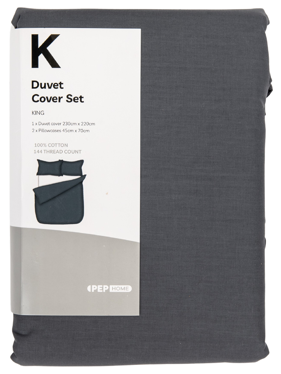 Cottton Charcoal Duvet Cover Kb