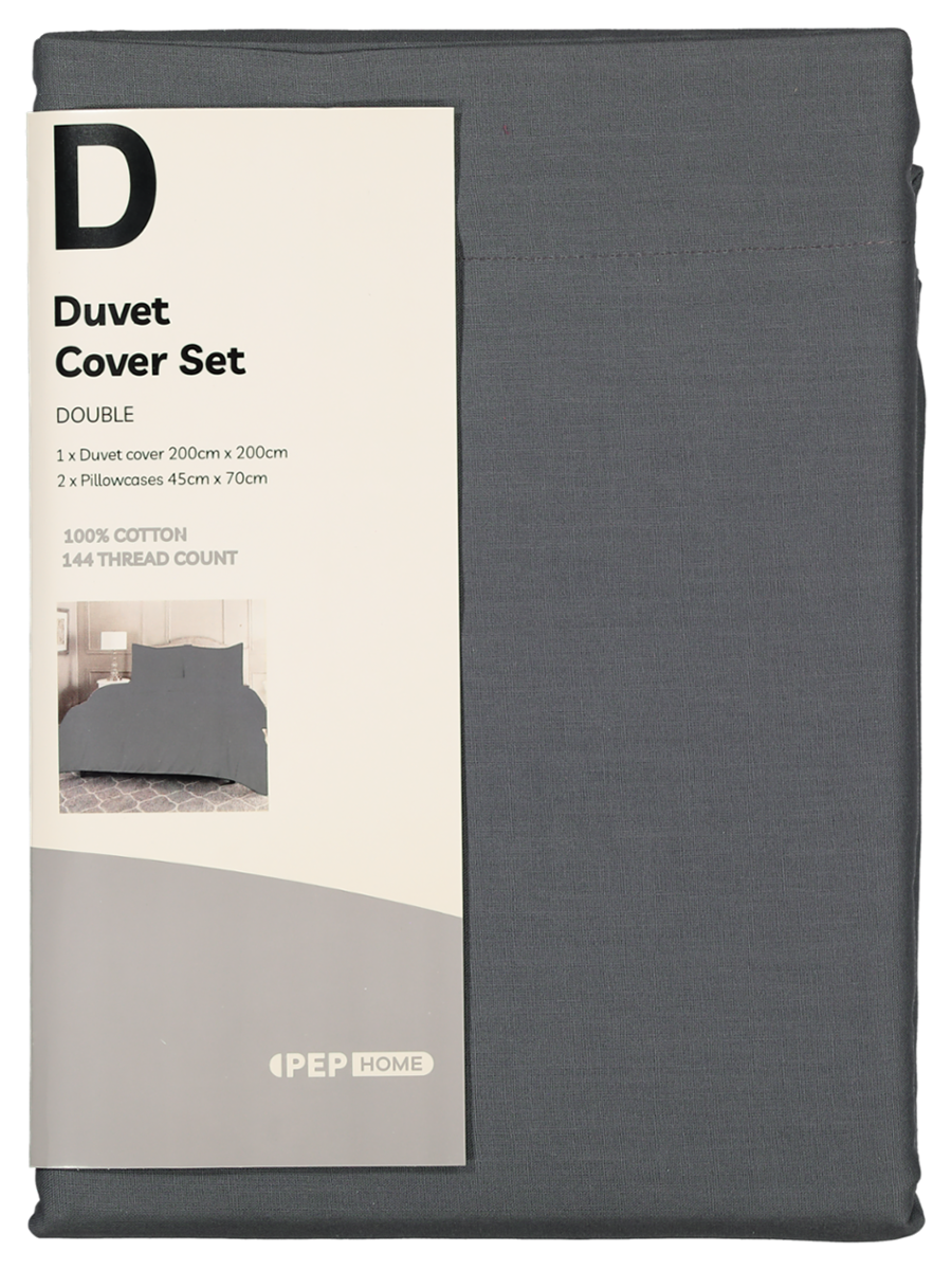 Qb Charcoal Cotton Duvet Cover