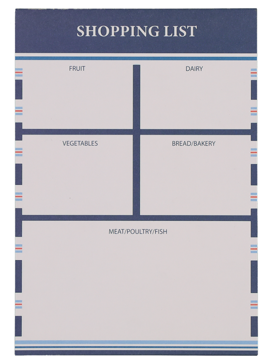 A5 Shopping List 50 Sheets Marine