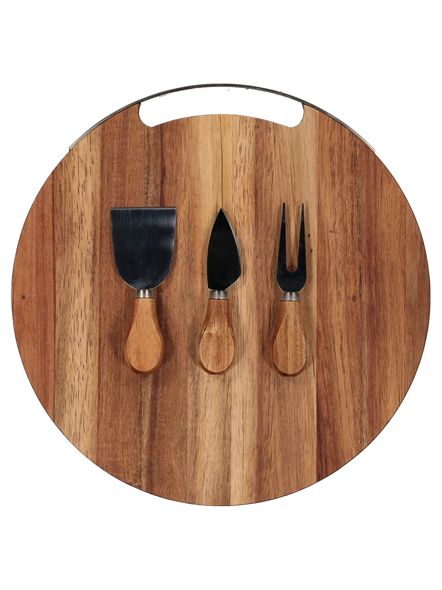 Acacia Cheese Board With Cheese Knives