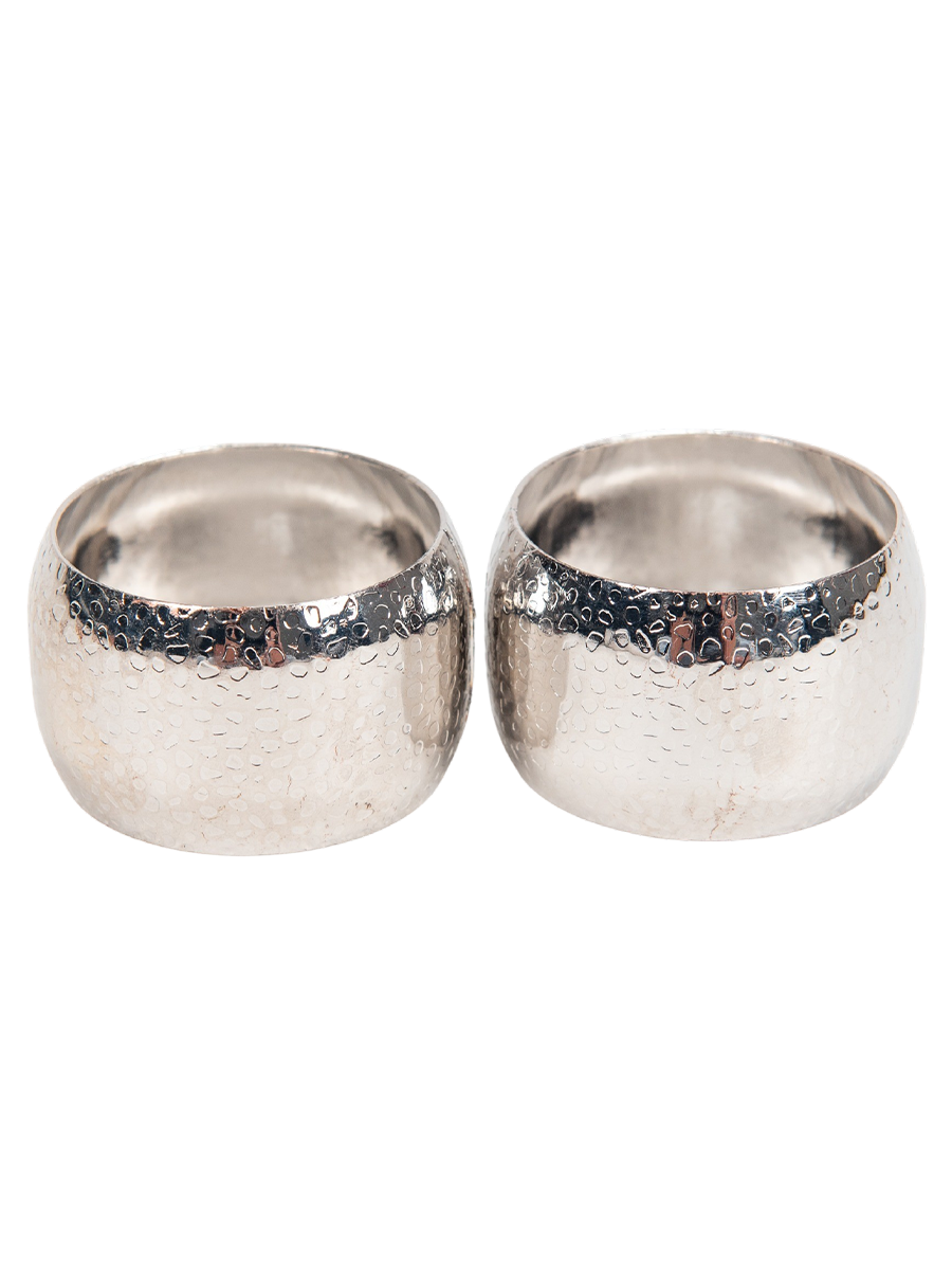 HAMMERED LOOK NAPKIN RING 2PCS - SILVER