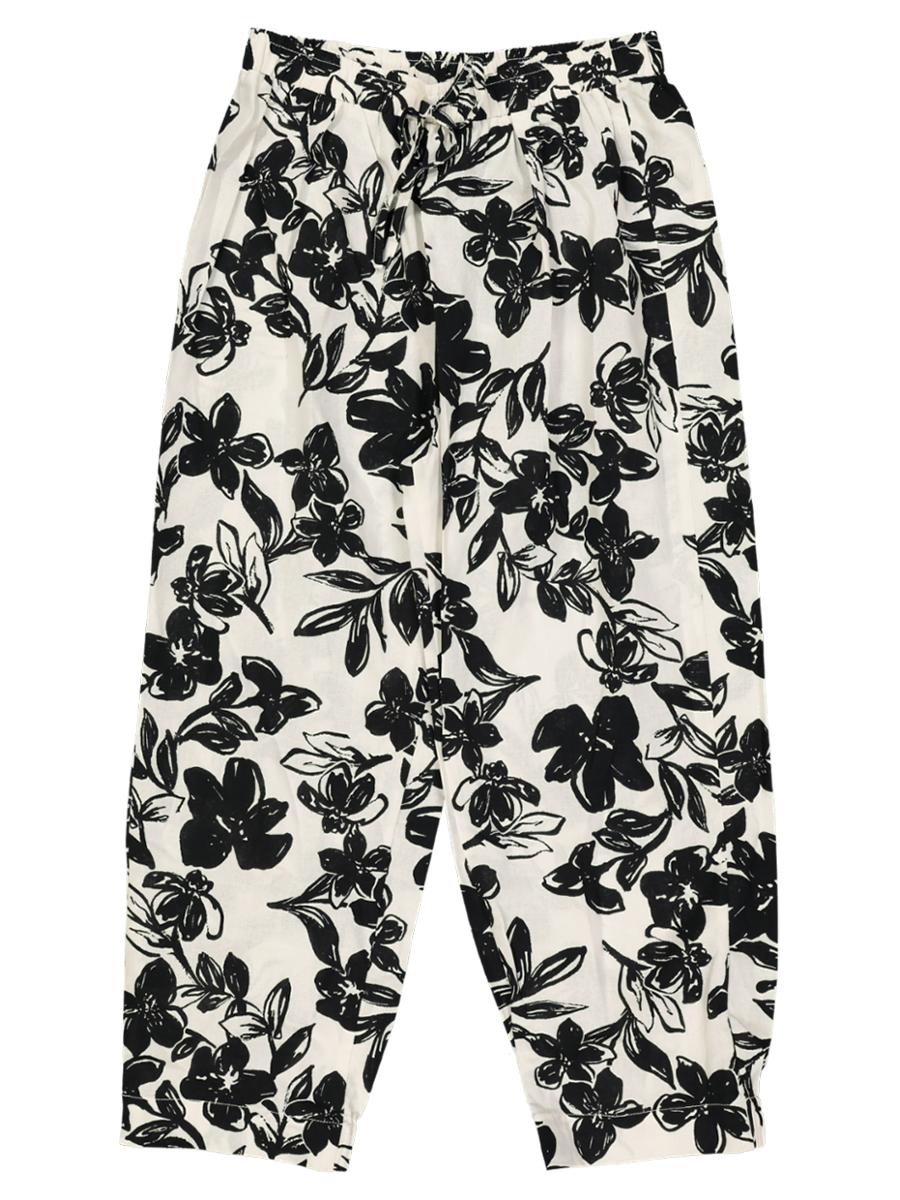 Woven Black And White Floral Pants