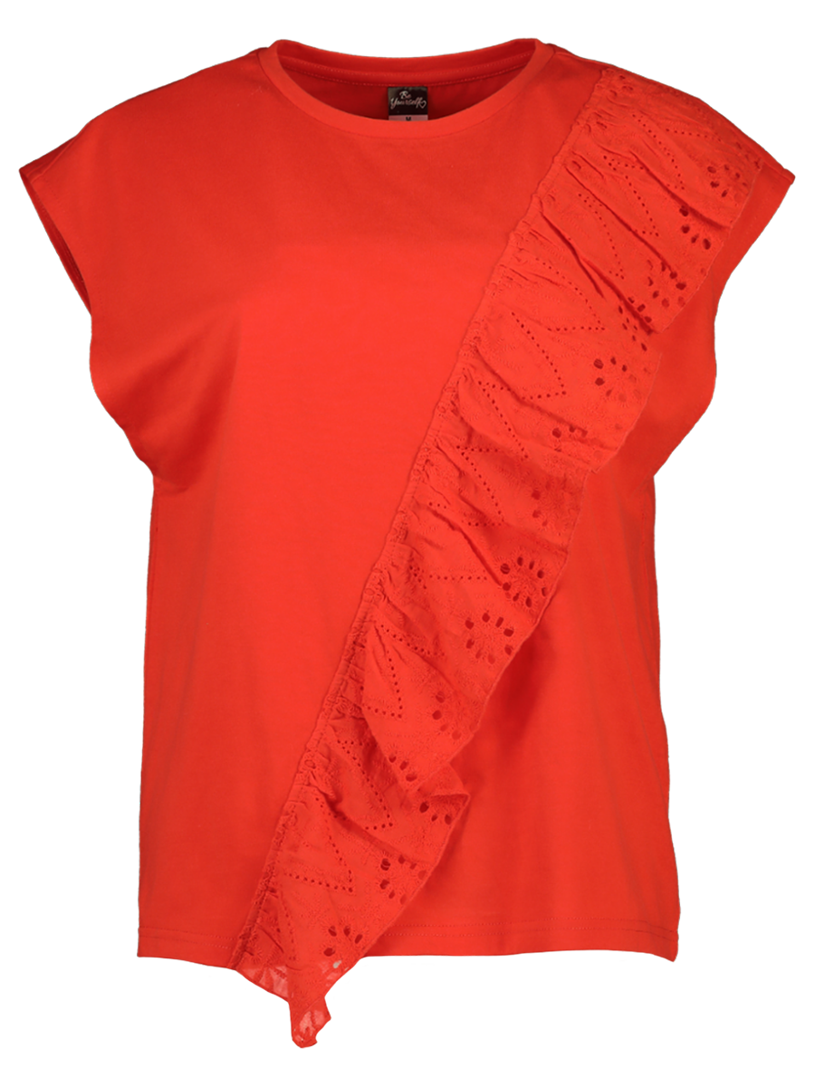 Sleeveless Embroidery Frill Top