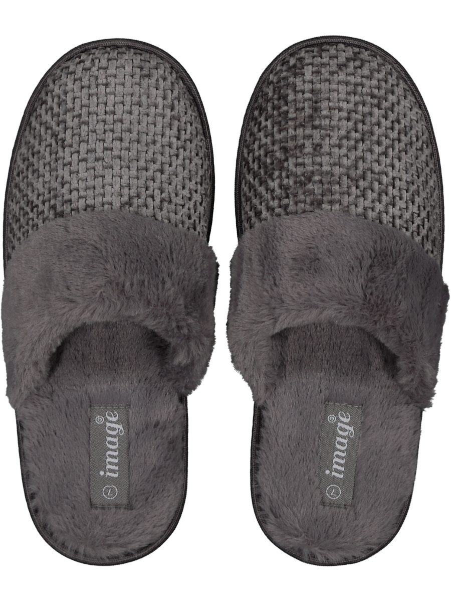 Grey Faux Fur Slipper