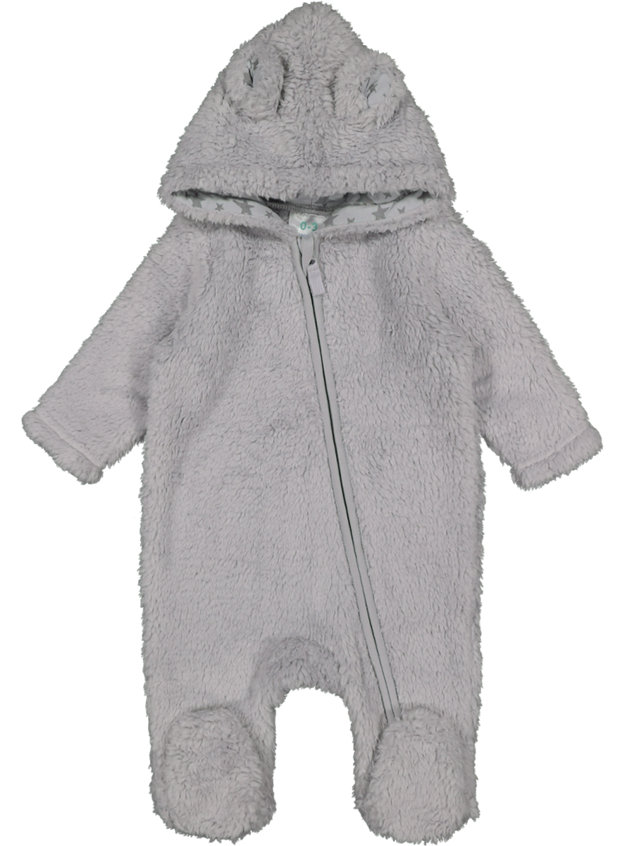 Grey Zip Through Sherpa Babygrow