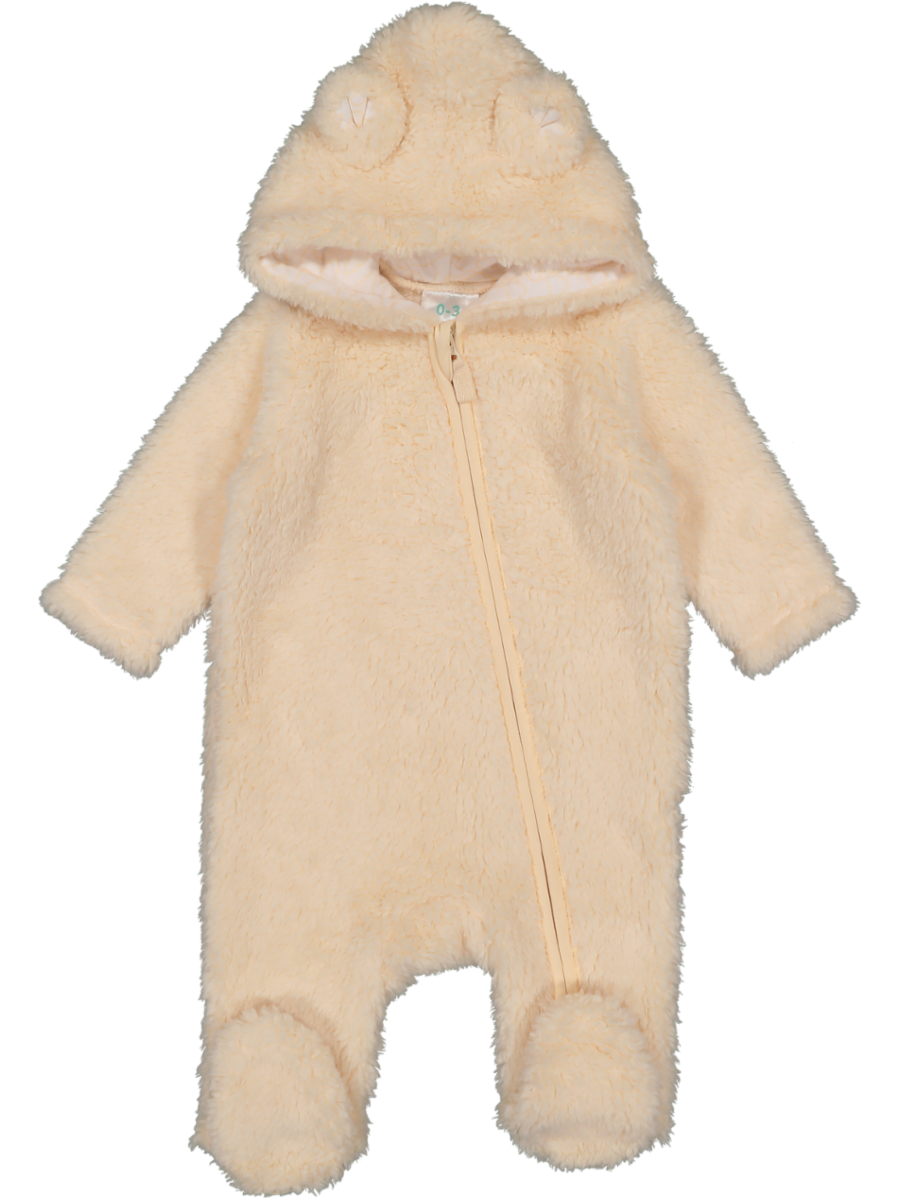 Cream Zip Through Sherpa Babygrow