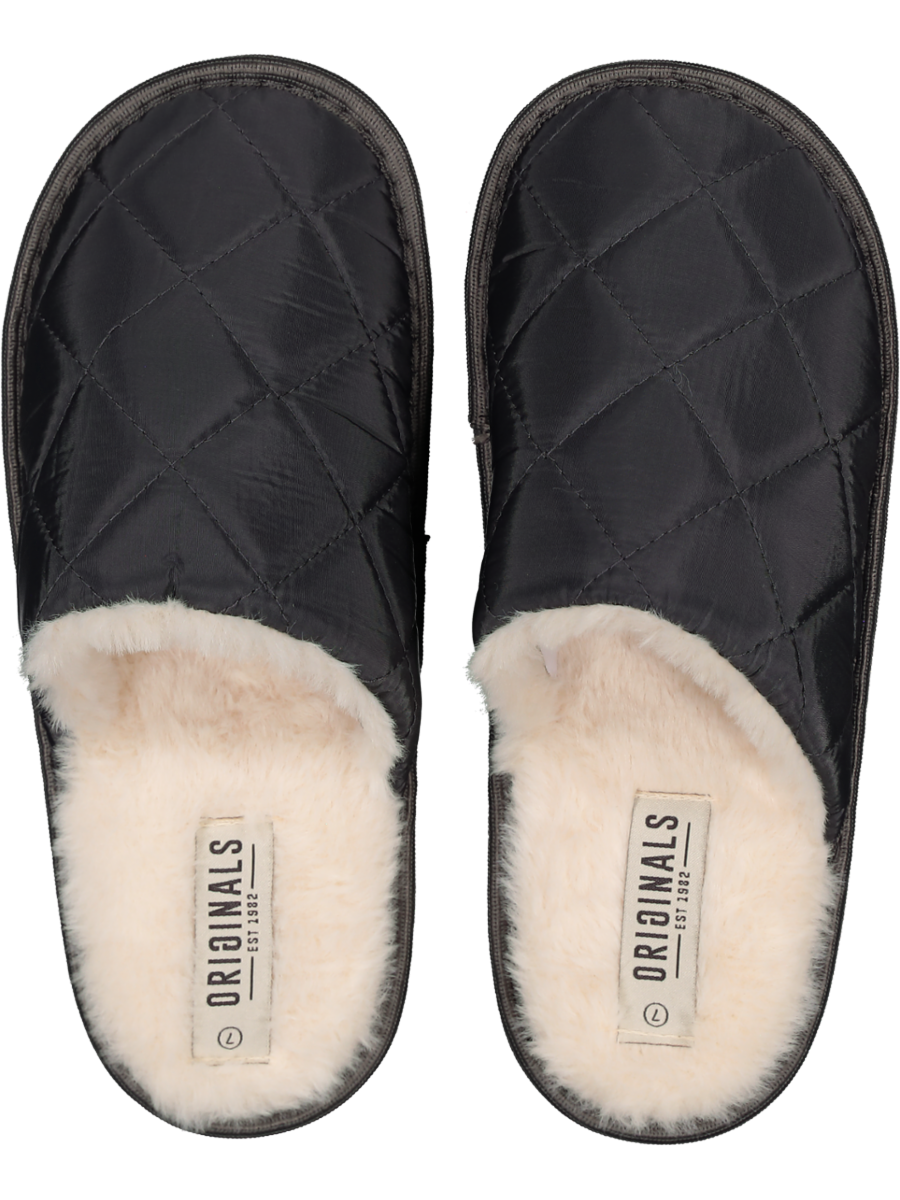 Black Faux Fur Mule Slippers