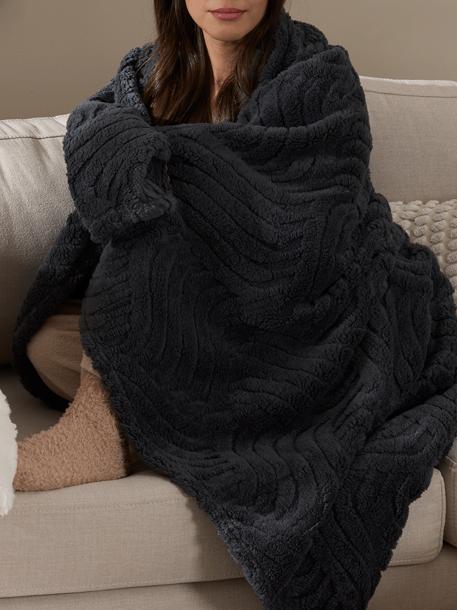 Fancy Flannel Bunk Blanket Charcoal