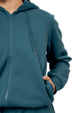 Zip Through Drawstring Fleece Hoodie