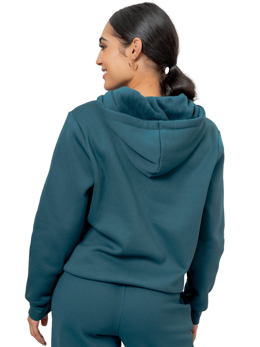 Zip Through Drawstring Fleece Hoodie