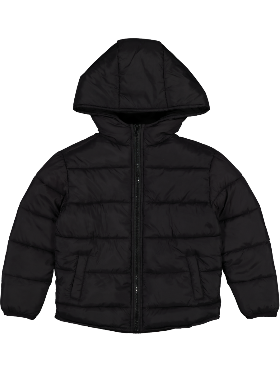 Black Zip Through Puffer Jacket