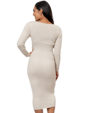 Ribbed Knit Midi Bodycon Dress