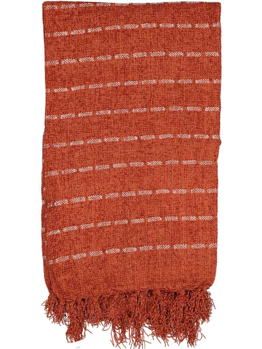 Chenille Throw Rust Strip