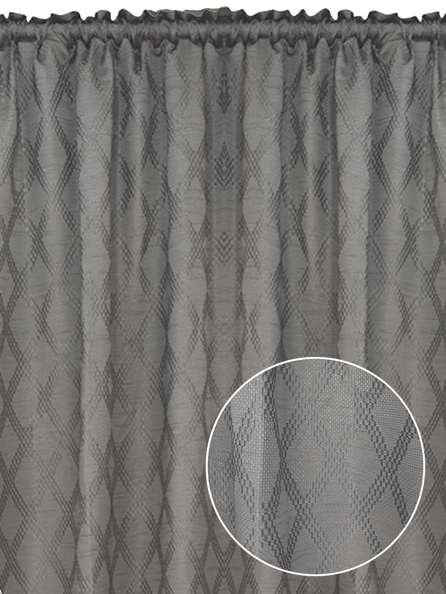 Unlined Raised Jacquard Curtain Charcoal