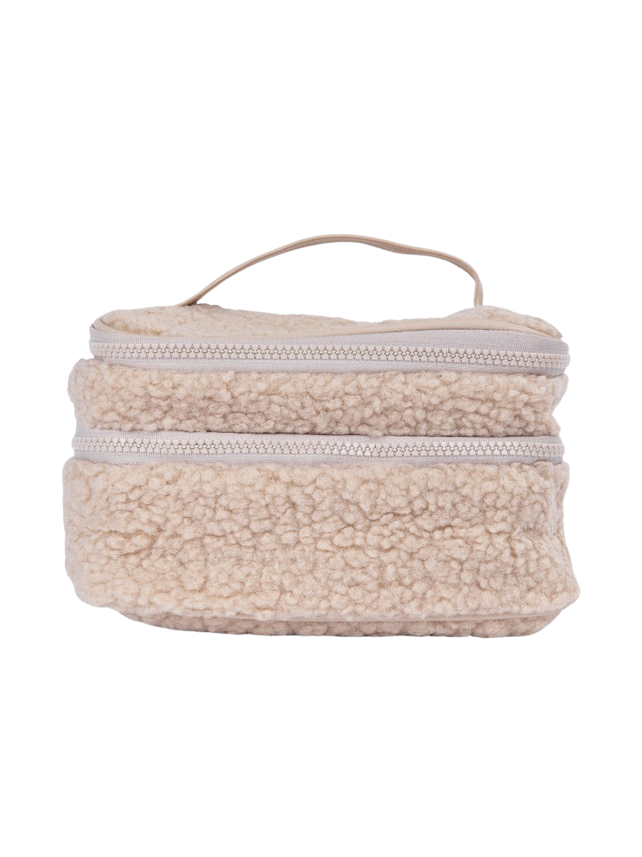 Beige Sherpa Cosmetic Bag