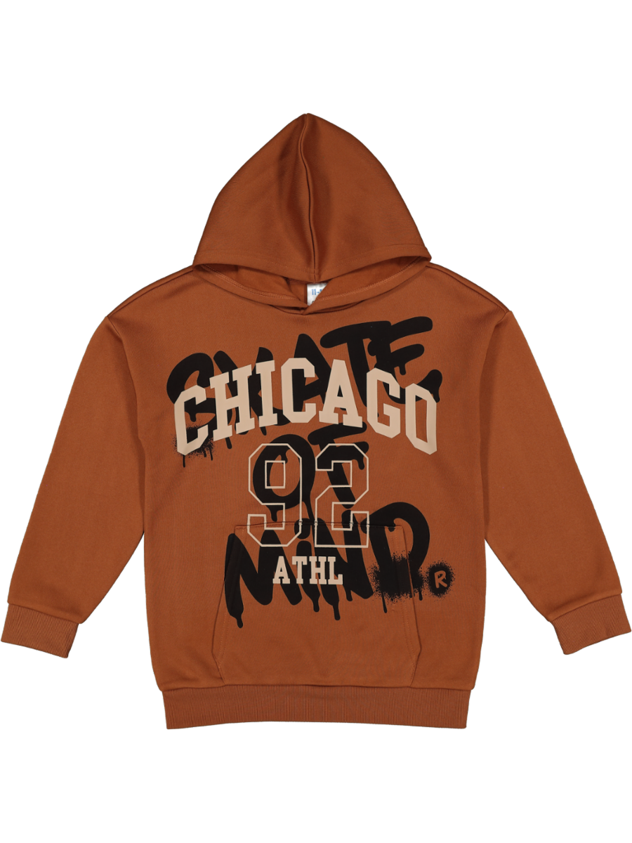 Brown Printed Hoodie