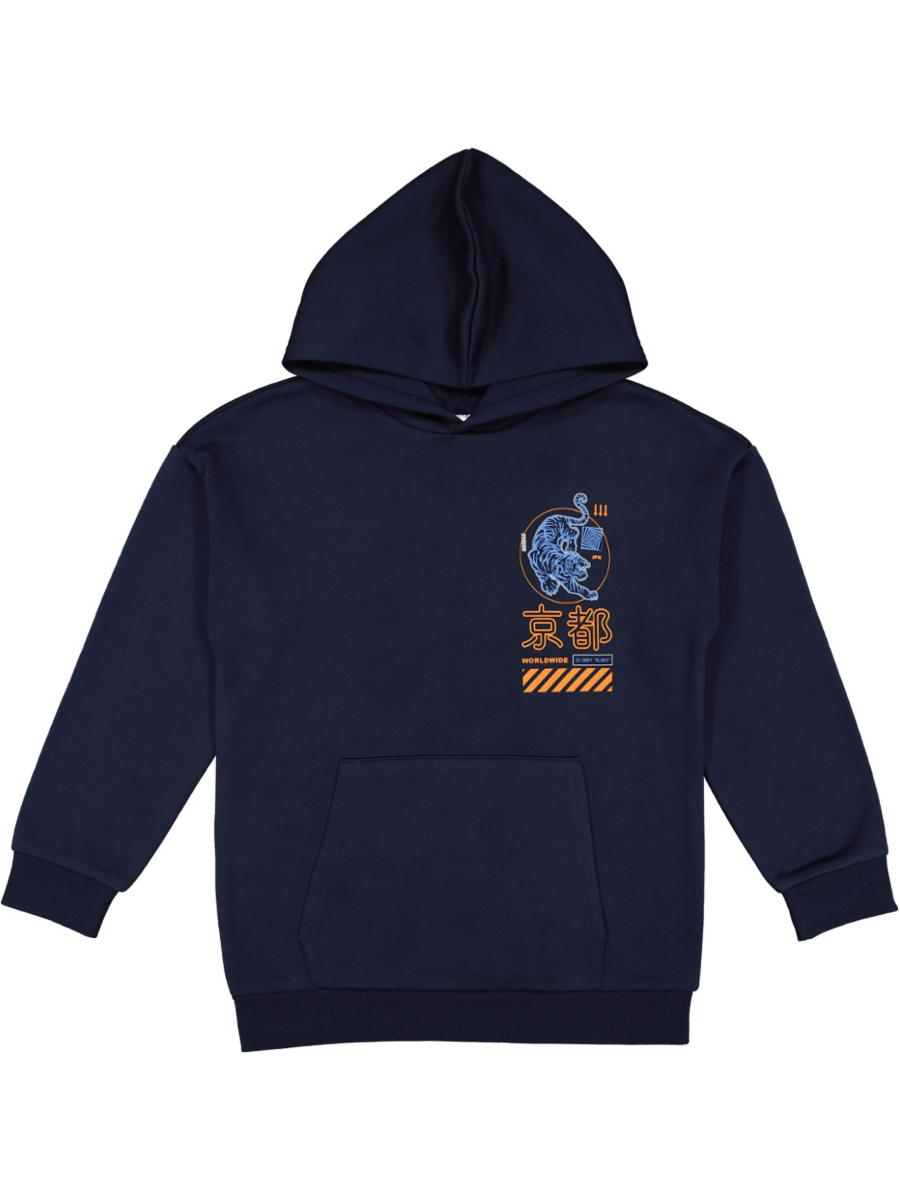 Blue Printed Hoodie