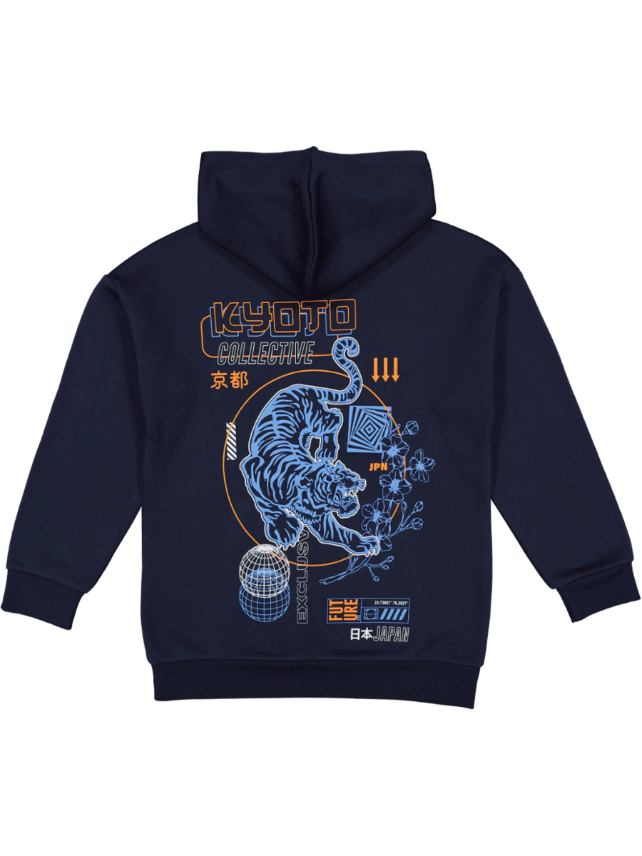 Blue Printed Hoodie