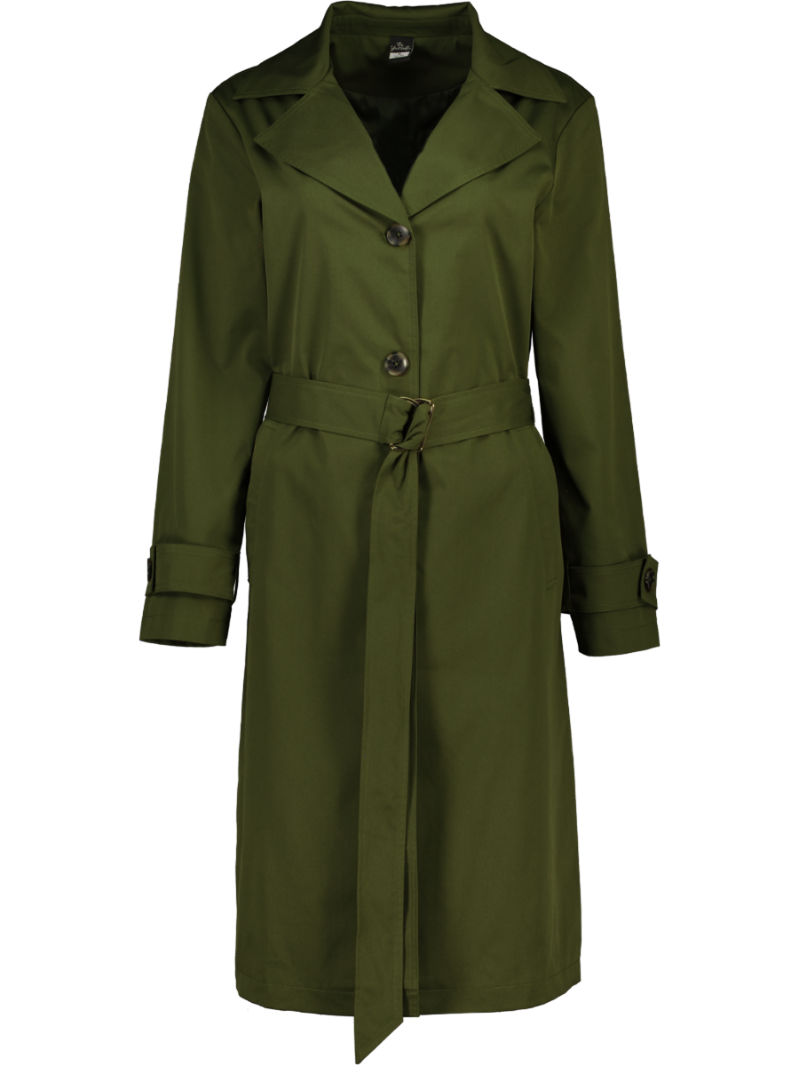 Olive Green Tie Waist Trench Coat