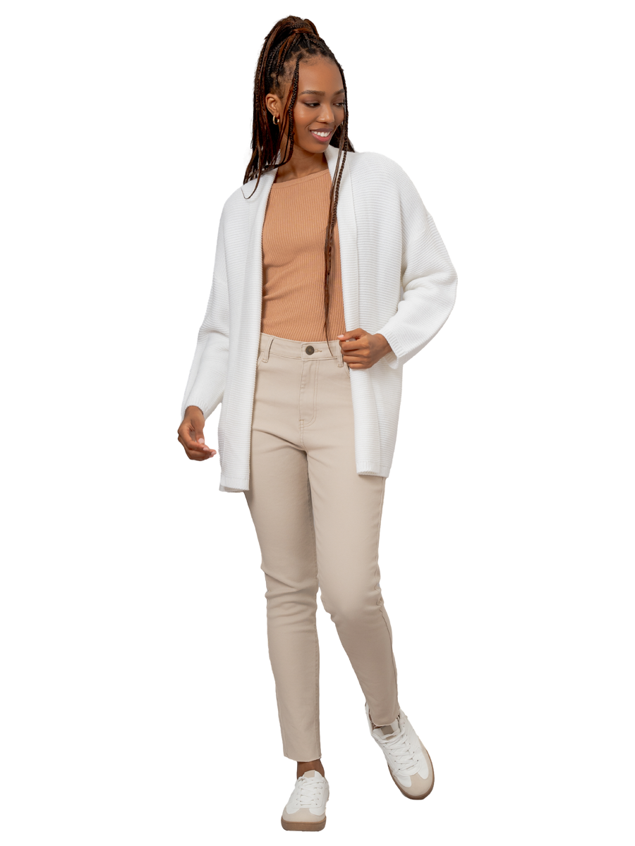 Knit White Cardigan Sweater