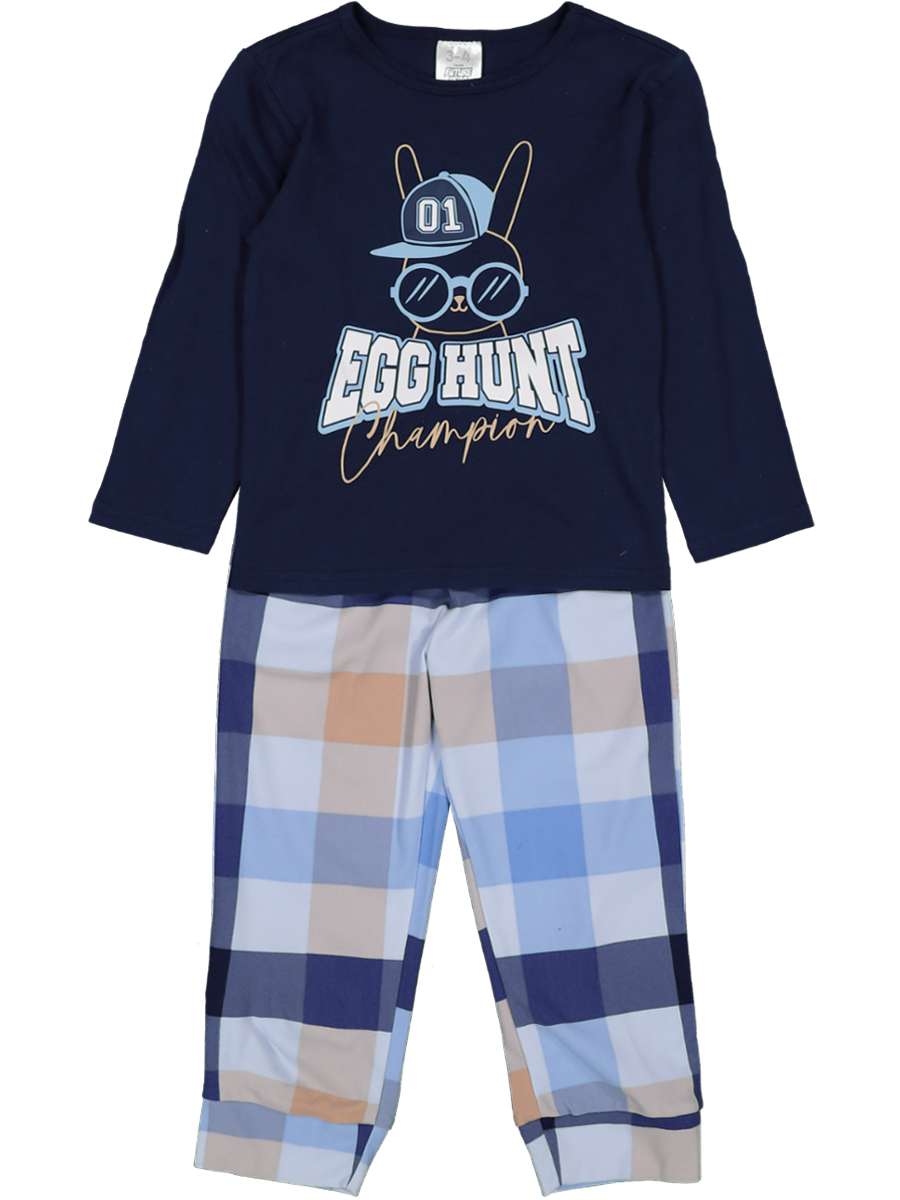 Bunny Check Blue Light Pyjama Set
