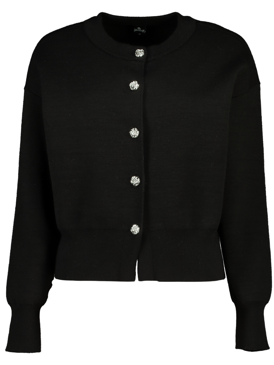 Button Down Black Knit Cardigan