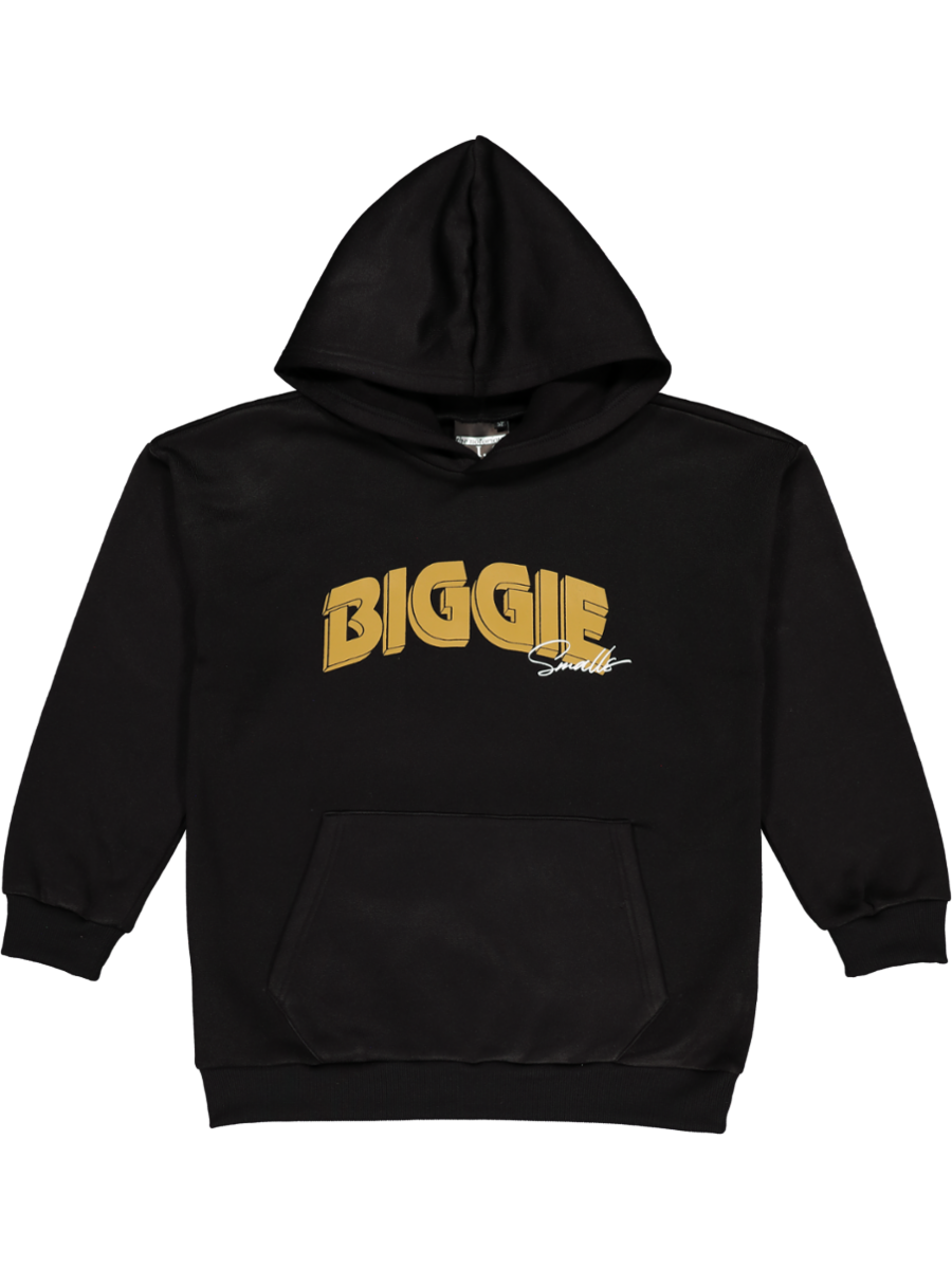 Black Biggie Printed Hoodie