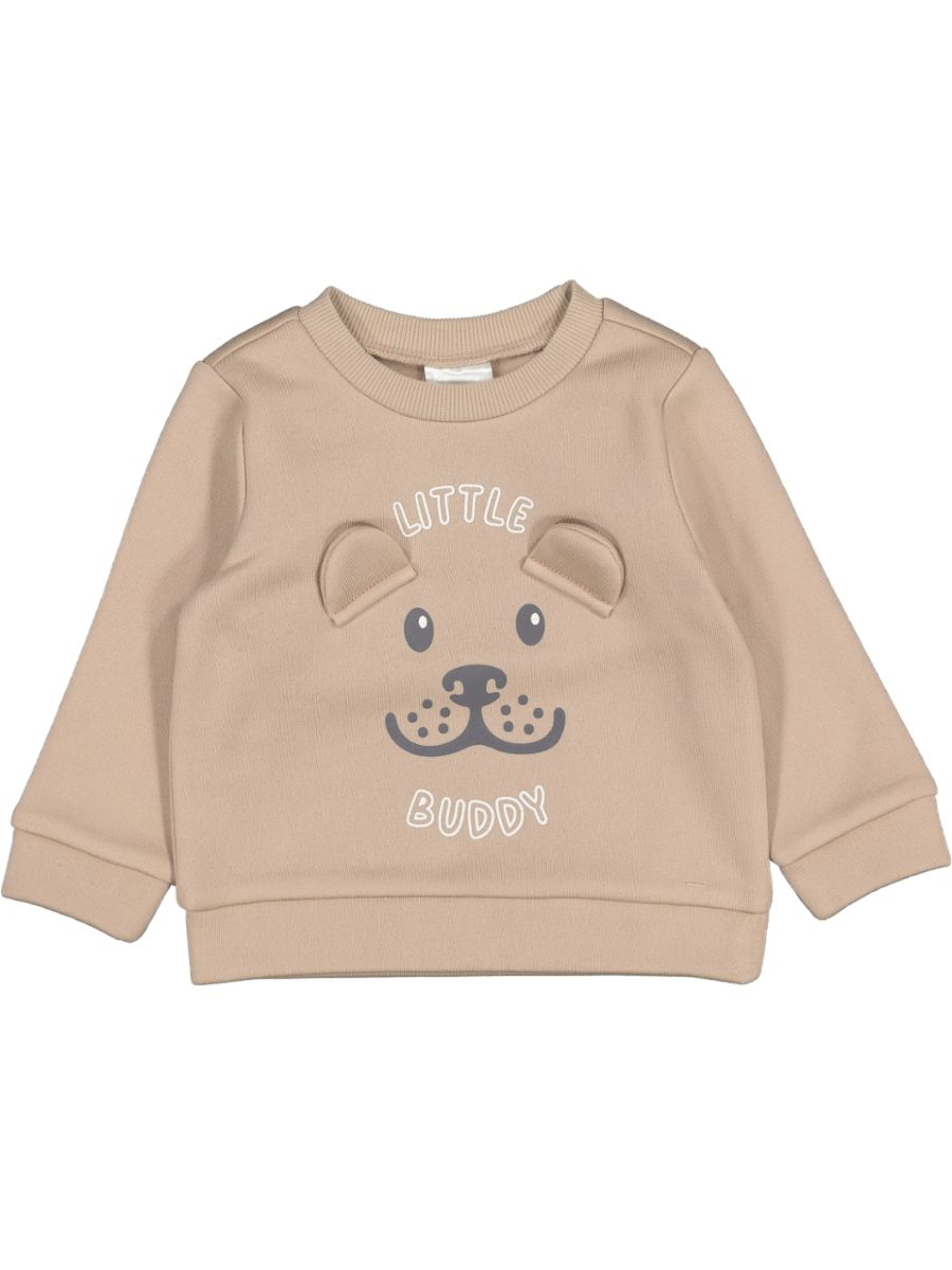 Beige Cute Bear Face Track Top