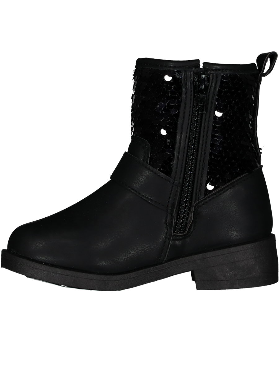 Black Buckle Strap Ankle Boot