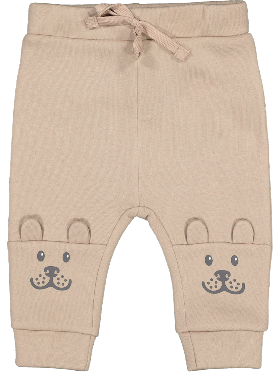 Beige Cute Bear Face Track Pant