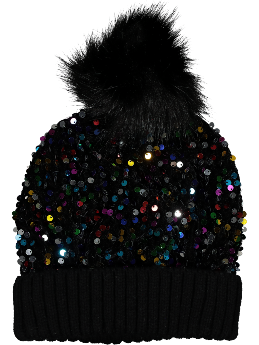 Black Spark Pom Pom Beanie