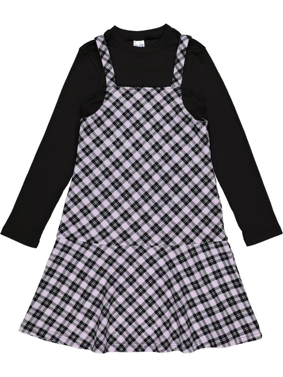 Check Pinafore Dress Set