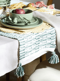 Table Runner Green With Tassels