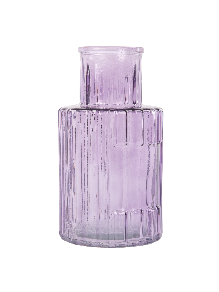 Purple Ribbed Glass Vase