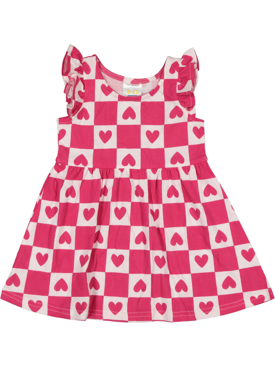 Pink Hearts Flared Dress