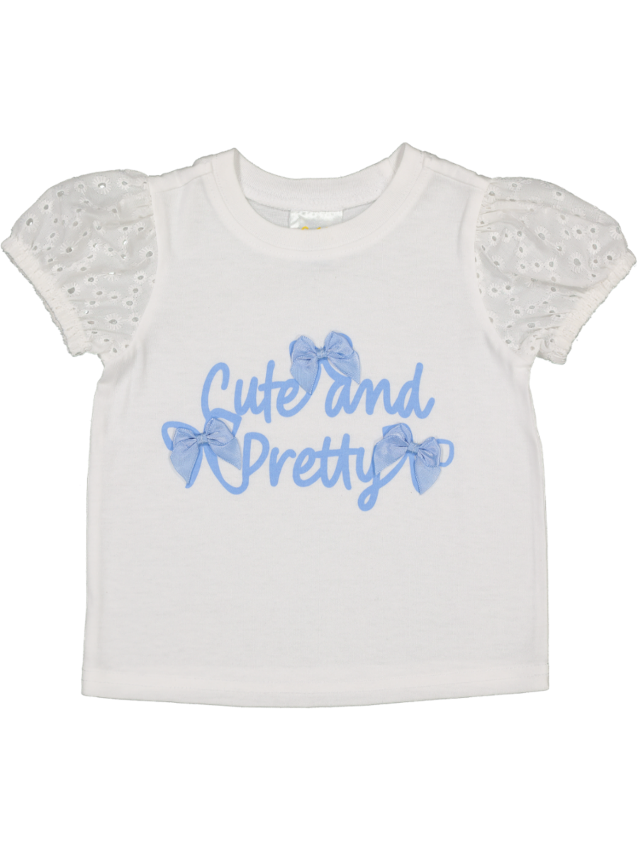 White Cute Printed Top