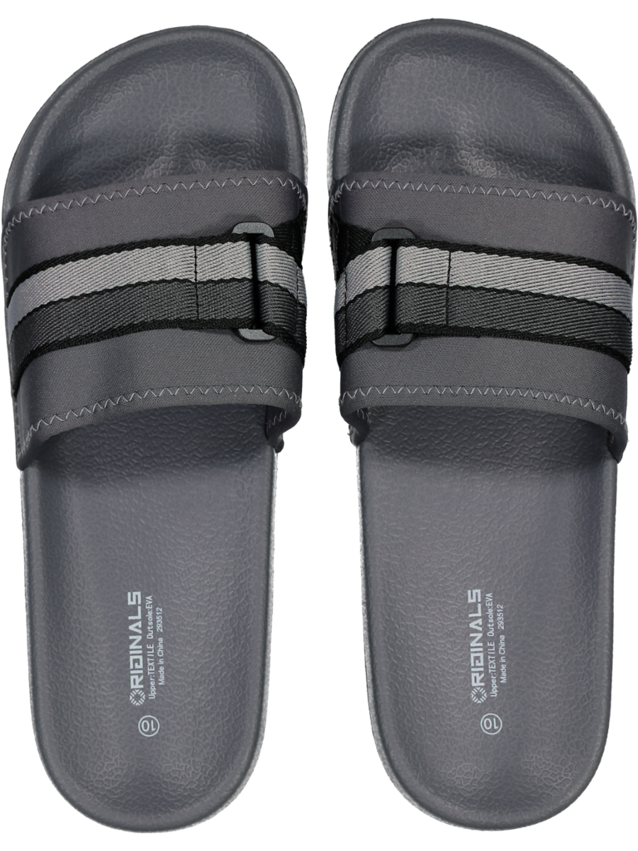 Grey Strapped Slider Sandals