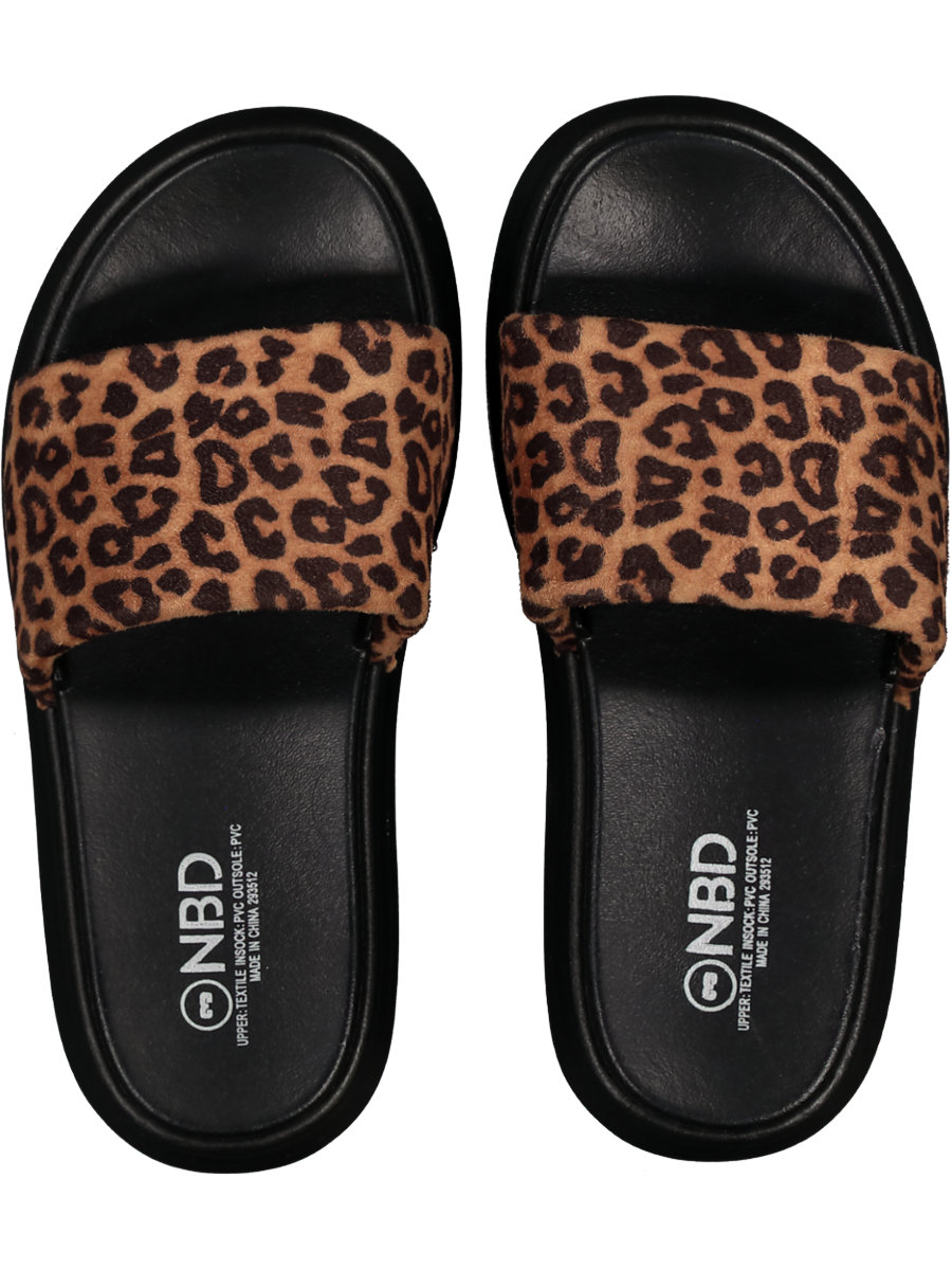 Black Animal Print Slider Sandals