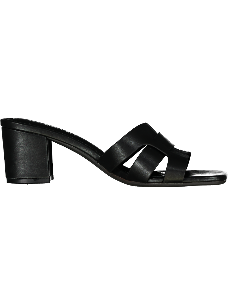 Black Faux Leather Heel