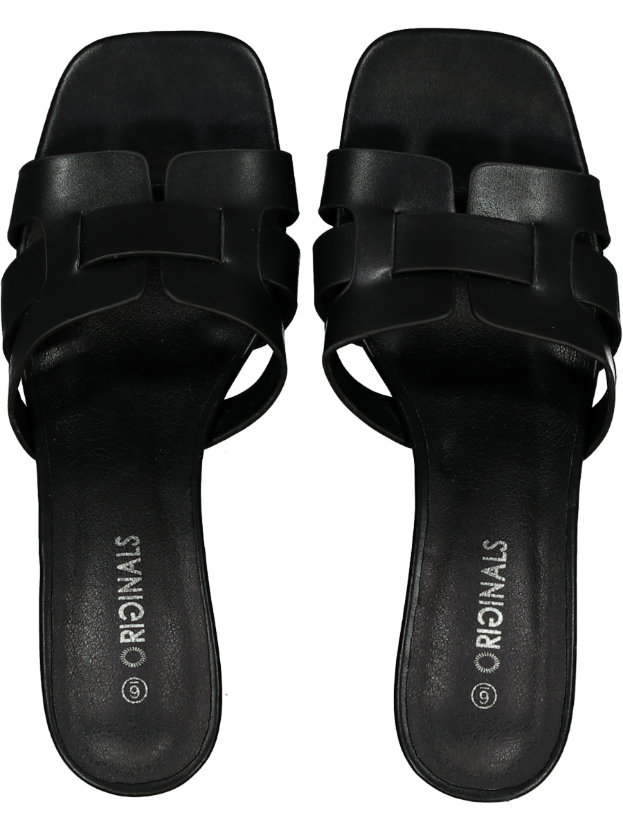 Black Faux Leather Heel