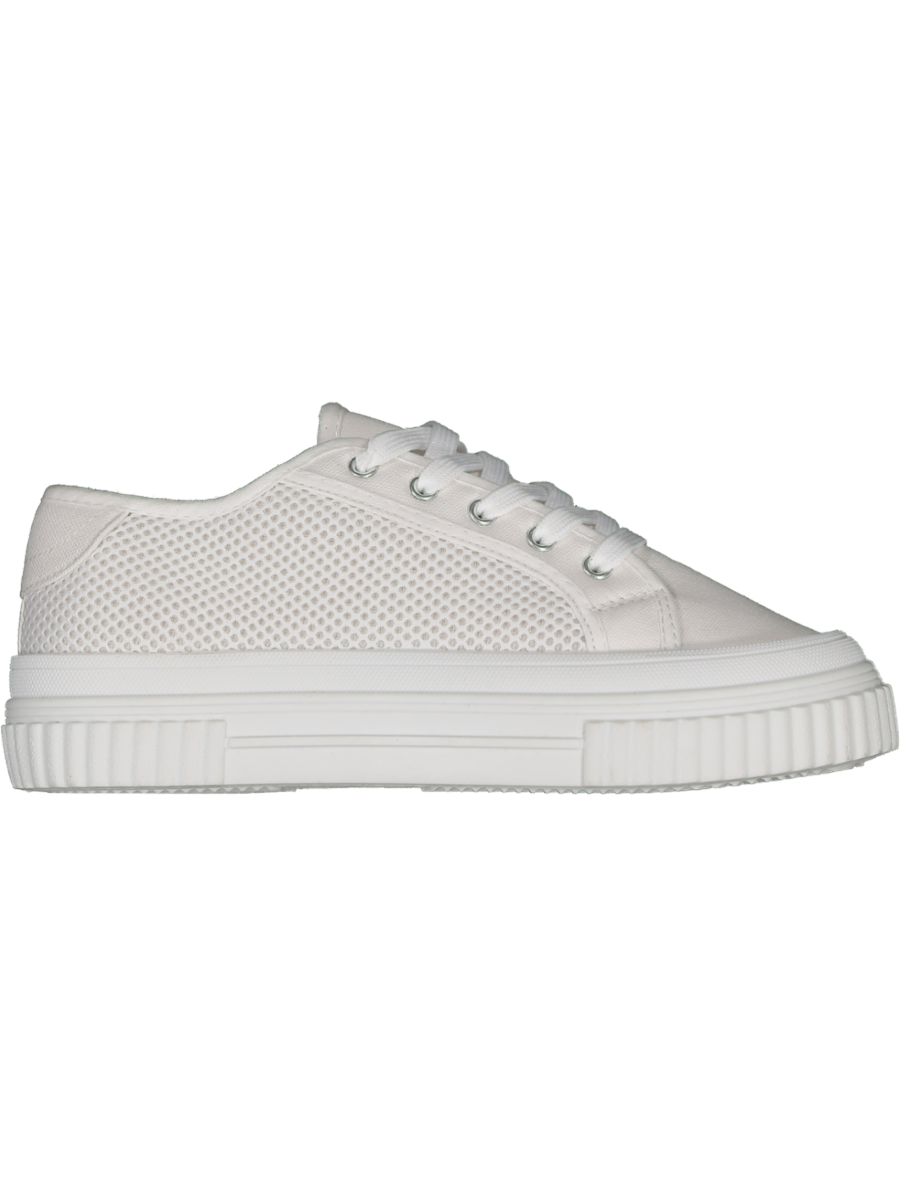 White Canvas Lace Up Sneaker