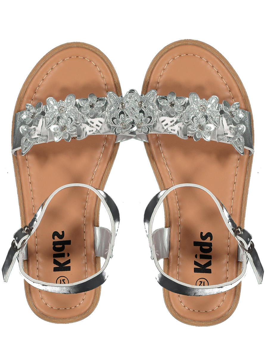 Silver Faux Leather Sandals